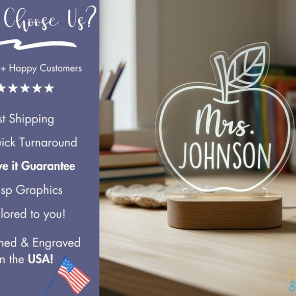 Teacher Name LED Light | Personalized Classroom Decor & Appreciation Gift - Picture 4 of 8